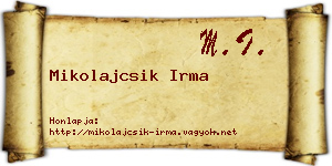Mikolajcsik Irma névjegykártya